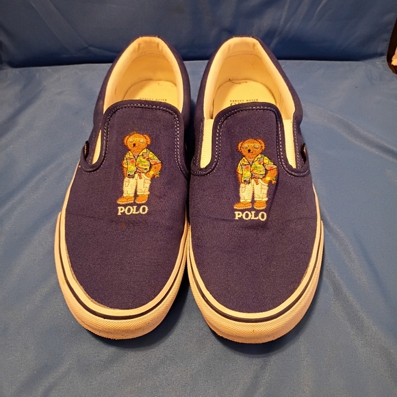 Polo Ralph Lauren Polo Bear Keaton Slip On Sneaker Shoes Men's Size 10 Blue - Picture 1 of 6